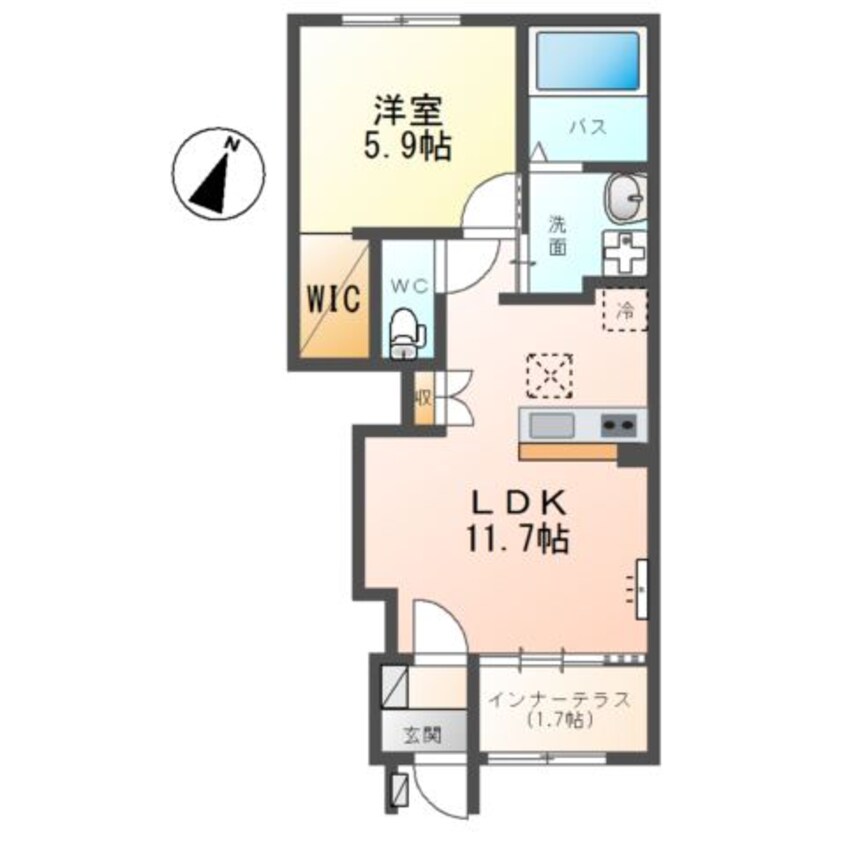 間取図 ブランシュ　フルール　K 1