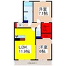 パサージュＣ棟 2LDKの間取り