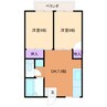 ムカイハラハイツNo.5 2DKの間取り