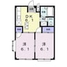 エルデムコーヨーＢ 2DKの間取り