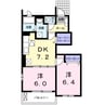 グランメール　ヒルズ壱番館 2DKの間取り