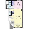 リリーモンターニュＢ 1LDKの間取り
