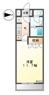 ヴェルメゾン 1Kの間取り