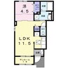 リリーモンターニュＢ 1LDKの間取り