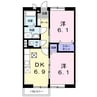 ムーンヴァレイヒルズ 2DKの間取り