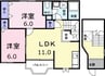 ムーンリバーヒルズＢ 2LDKの間取り