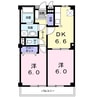 サンライズ西原 2DKの間取り