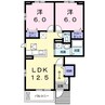 ラヴィアンローズＢ 2LDKの間取り