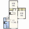アルフィーネ新札幌 2LDKの間取り