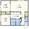 ラフェリオ厚別 2LDKの間取り
