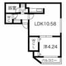 グランピエール本郷通 1LDKの間取り