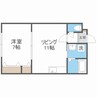 ヒルクレスト南郷 1LDKの間取り