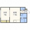 ヒルクレスト南郷 1LDKの間取り