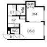 カラバオ白石 1DKの間取り
