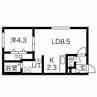 ティアモ新札幌 1LDKの間取り