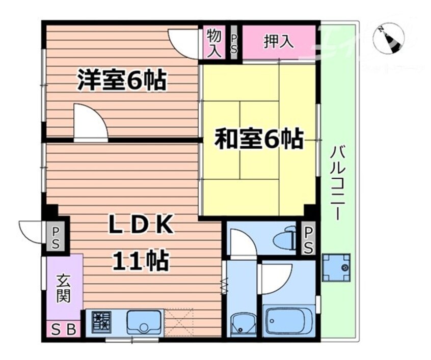 間取図 阪急京都線/摂津市駅 徒歩8分 1階 築39年