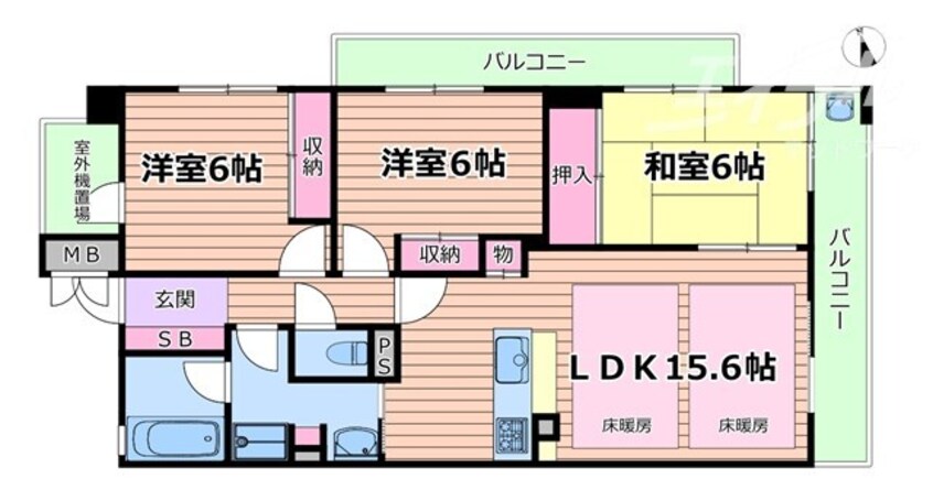 間取図 大阪モノレール大阪モノレール線/万博記念公園駅 徒歩13分 6階 築20年