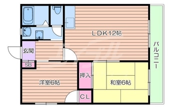 間取図 東海道本線<琵琶湖線・JR京都線>/千里丘駅 徒歩13分 2階 築49年