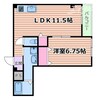 リバーライフ三島 1LDKの間取り