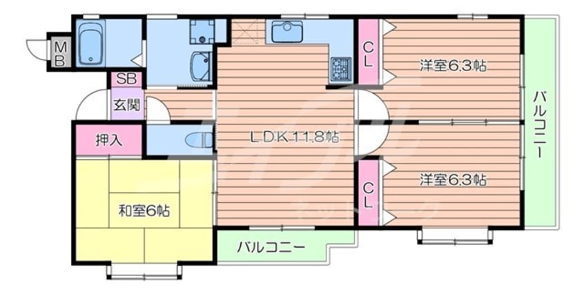 間取図 コーポラス吹東Ⅱ