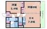 パレス東洋10号館 1DKの間取り