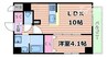 ガーデンクォーツ摂津正雀 1LDKの間取り