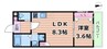 ALEGRIA岸辺 1LDKの間取り
