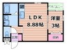 レーヴ茨木元町 1LDKの間取り