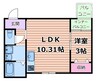 レーヴ茨木元町 1LDKの間取り