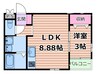 レーヴ茨木元町 1LDKの間取り