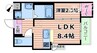 リアコート上新庄 1LDKの間取り