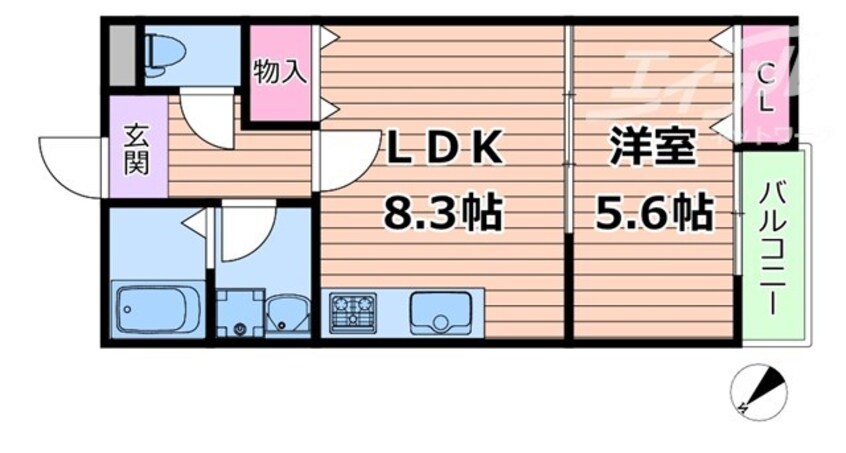 間取図 ベルリッジ岸辺A