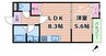 ベルリッジ岸辺A 1LDKの間取り