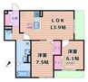 D-レジデンス豊里 2LDKの間取り
