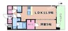 リッツ新大阪プレミアム 1LDKの間取り