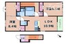 南江口3丁目アパート 2LDKの間取り
