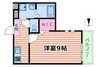 フジパレス沢良宜東Ⅰ番館 1Kの間取り