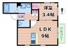 アルバーノ吹田 1LDKの間取り