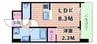セレニテ江坂エクラ 1LDKの間取り