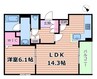 オルキデアクオーレ 1LDKの間取り