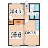 ヒカワフラットIII 2DKの間取り