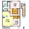 ヴァンフィール　Ｂ 2LDKの間取り