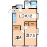 ルーミー甲府６号館 2LDKの間取り