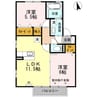 サンウォールオタギリ　E 2LDKの間取り
