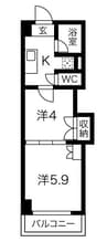 レジデンスカープ甲府 2Kの間取り