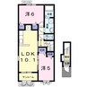 サニーグレイス 2LDKの間取り