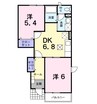 カーサレフィナードＢ 2DKの間取り