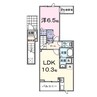 ヒカルサ甲府国母　イースト 1LDKの間取り