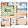 山梨県甲府市高畑の平屋 2LDKの間取り