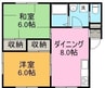 ルーミー甲府107号館 2DKの間取り
